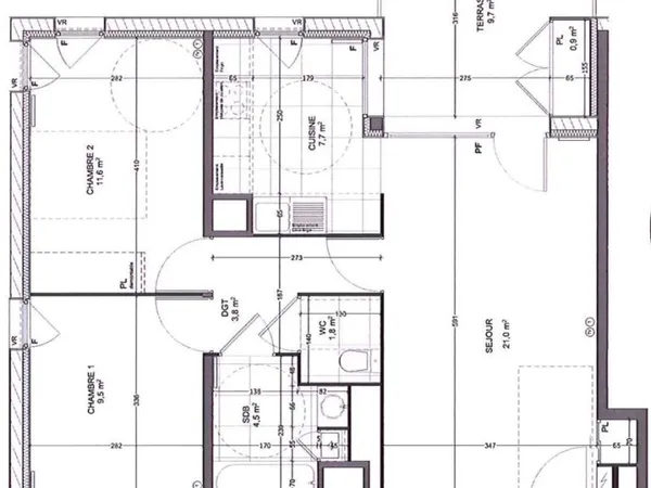 T3 récent 60m2 + terrasse 11m2 + parking