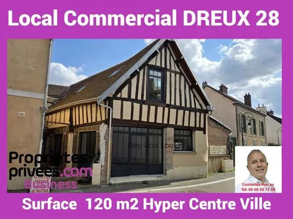 28100 DREUX- Local commercial 120 m², accès PMR
