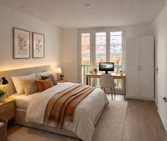 Chambre meublée en colocation 2 - Lyon Sud / proche Hôpital Lyon Sud sans balcon