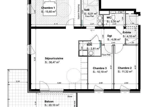 Appartement 3 pièces 72 m²