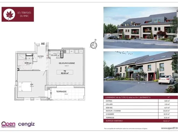 Appartement 2 pièces 52 m²
