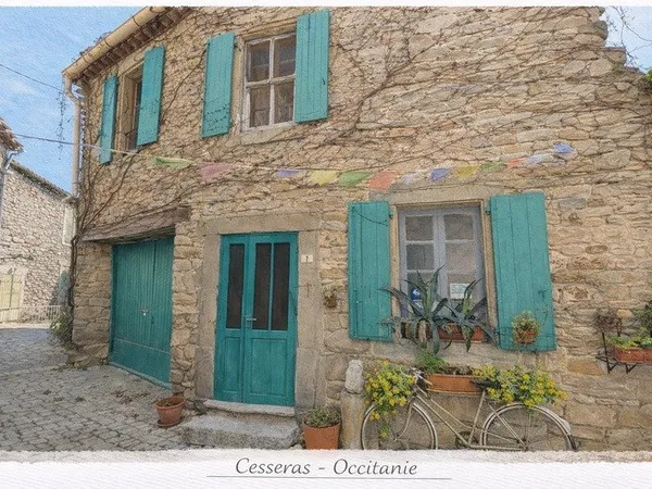 Maison de caractère avec tour médiévale, terrasse plein sud et grand garage - Cesseras