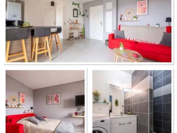 Appartement T2 de 46 m² entièrement meublé, refait à neuf à Genas - balcon, 2 places de parking sout