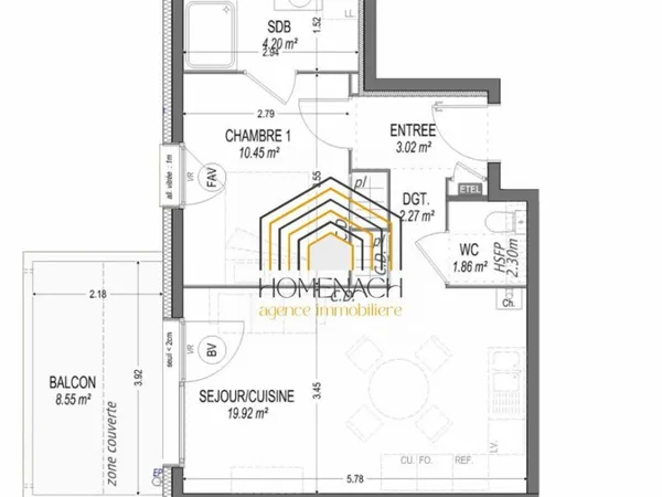 Appartement 2 pièces 42 m²
