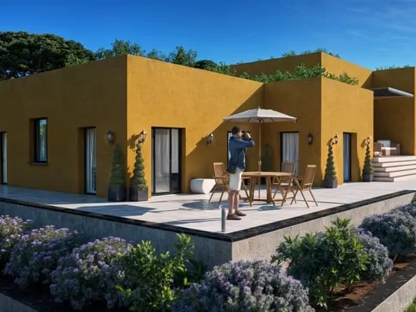 Terrain à bâtir 1700 m2 avec permis accordé Projet villa contemporaine 220 m2 Fort potentiel valoris