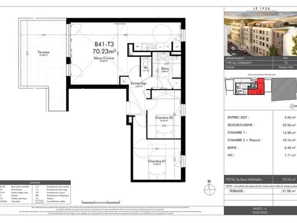 Appartement 3 pièces 70 m²
