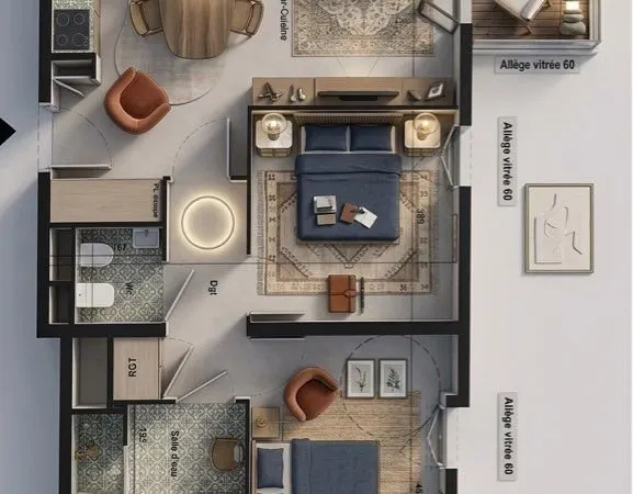 T3 de Standing 65m² - Grand Parilly - Résidence 2018 avec Terrasse