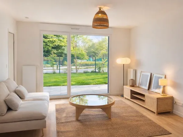 T2 meublé neuf de 43m² + grand jardin privatif de 34m² + parking