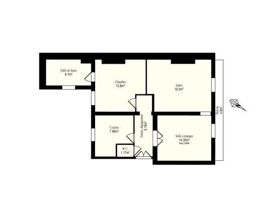 Vends Appartement trois pièces Boulogne nord Escudier