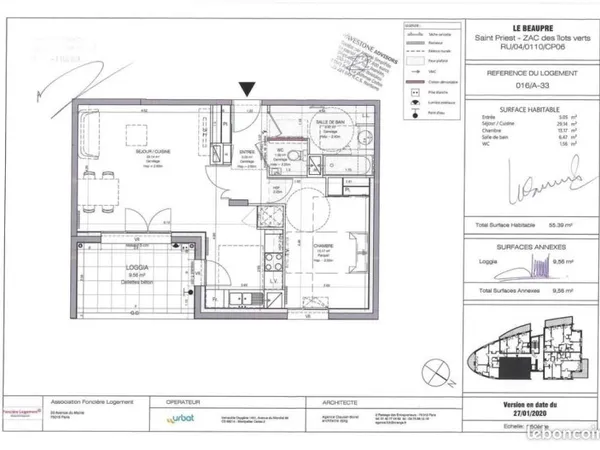 Appartement 2 pièces 55 m²