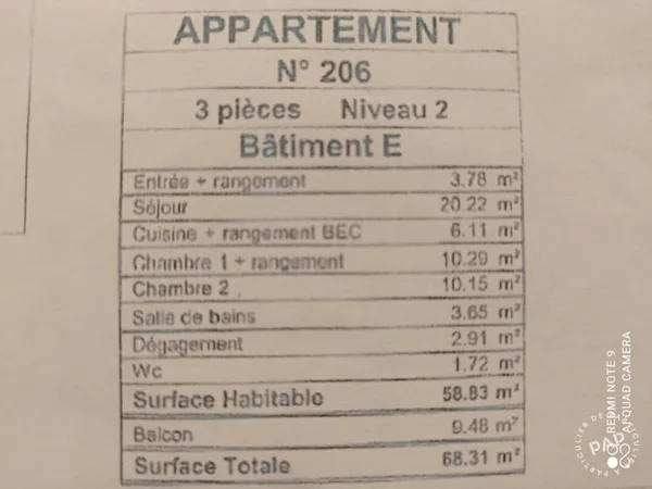 Appartement 3 pièces 68 m²
