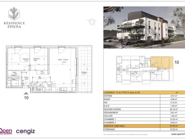 Appartement 3 pièces 67 m²