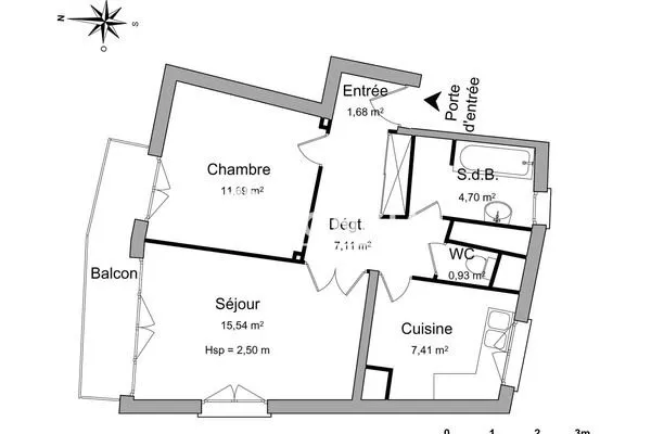 Appartement 2 pièces 49 m²