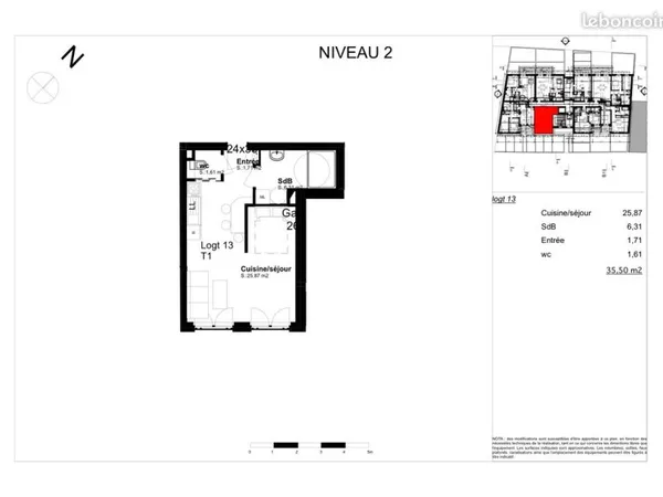 Studio 35m² rentable - Cattenom centre - Frontaliers Luxembourg + Centrale - Dernier étage