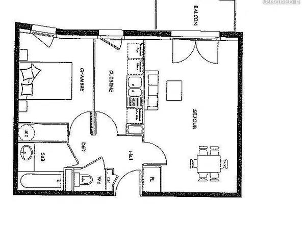 Appartement 2 pièces 44 m²