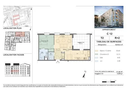 Appartement 2 pièces 52 m²