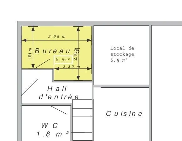 Location bureau 5 ( meublé en option) de 6.5 m²