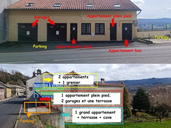 Immeuble de 4 appartements avec parking et garage