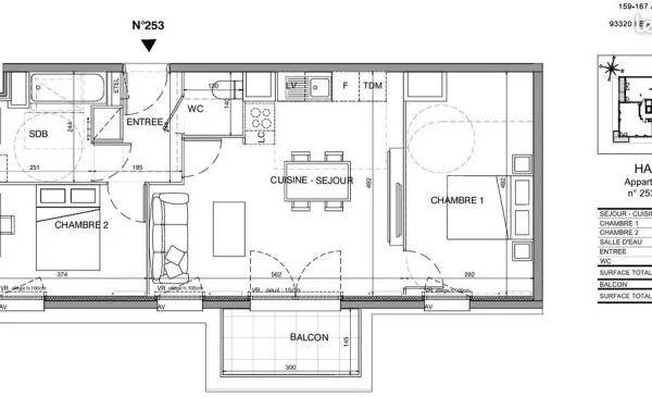 Appartement 3 pièces 58 m²