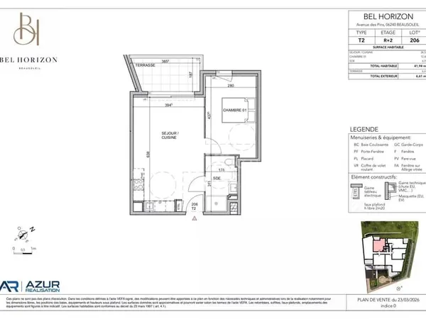 Bel Horizon, deux pièces de 41,94 m² avec terrasse, nouveau programme aux portes de Monaco livraison