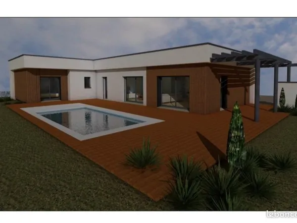 Terrain constructible 3000 m² avec permis accepté - Maison 138 m² + piscine