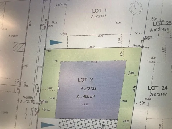 Terrain en individuel 400 m²