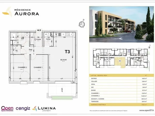 Appartement 3 pièces 73 m²