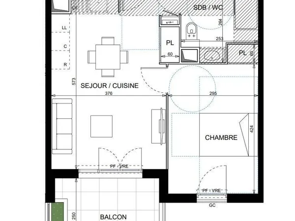 Appartement 2 pièces 41 m²