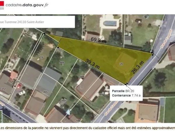 Terrain constructible 774 m2, 24110 St Astier