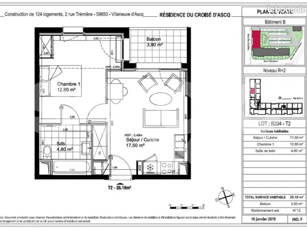 Appartement 1 pièce 35 m²