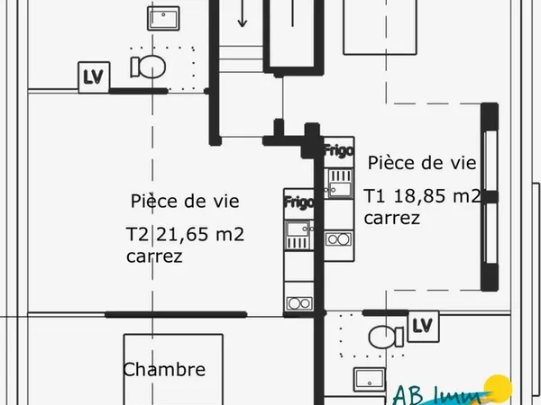 Studio 1 pièce 19 m²