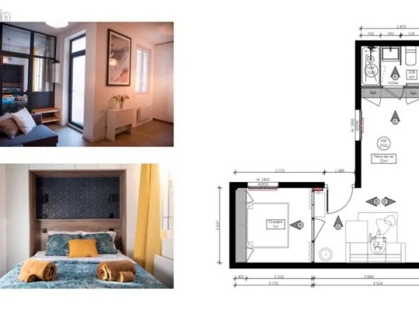 T2 rénové 31,35 m² vendu meublé (proche Part-Dieu-Charpennes), calme sur cour, clé en main
