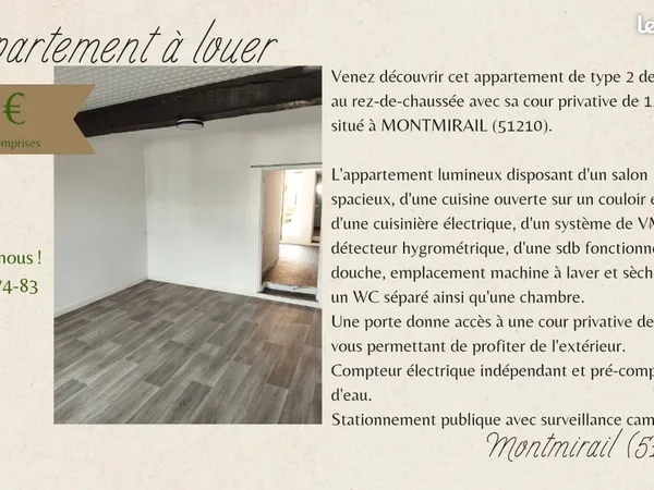 Appartement T2 51 m² avec cour privative