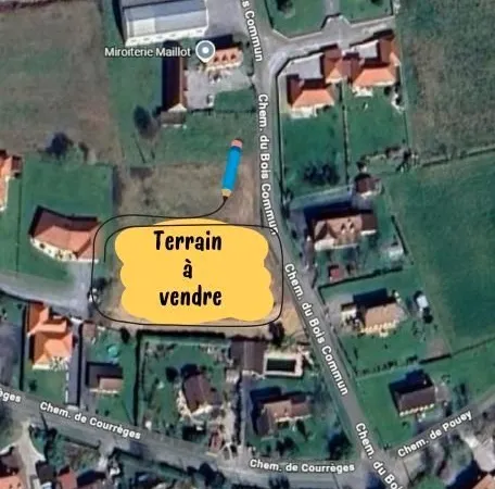 Terrain viabilisé 1000m2.Plat, quartier résidentiel calme.Projetmaison