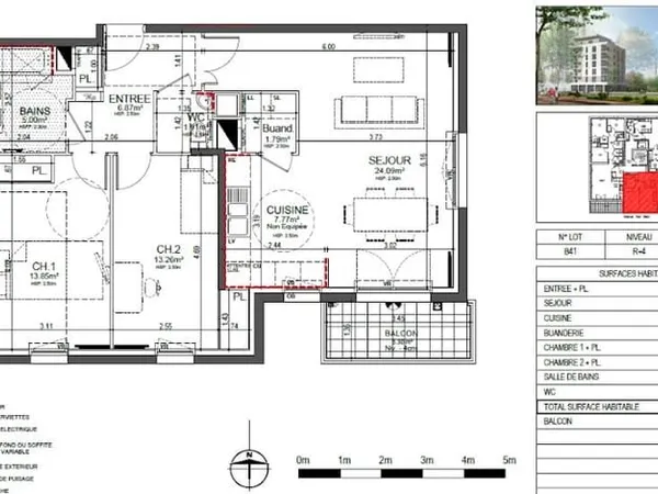 Appartement 3 pièces 75 m²