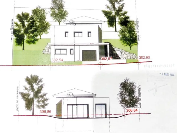 Terrain à bâtir 1128 M2 permis de construire accordé et purg