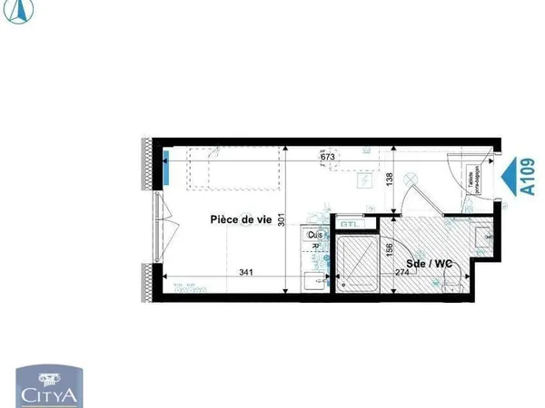 Appartement 1 pièce 19 m²