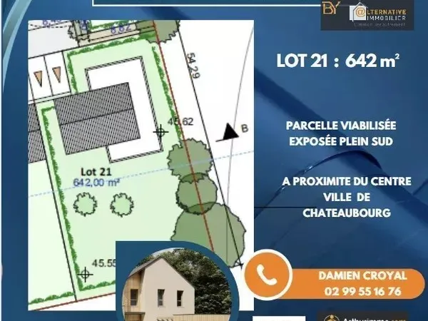 Terrain à bâtir, CHATEAUBOURG, 642 m² libre de constructeur