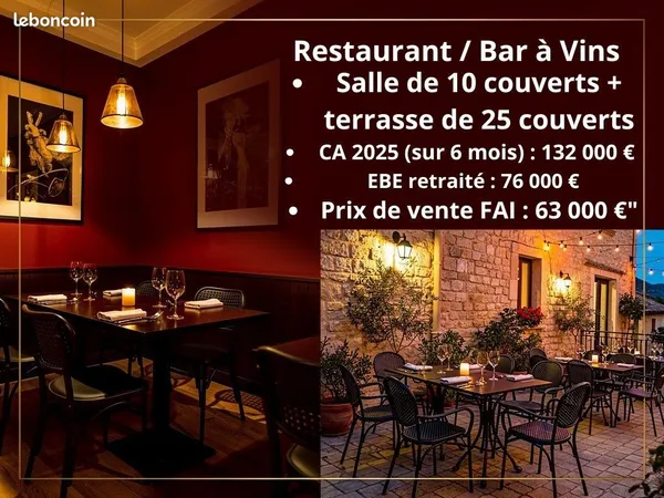 Fonds de commerce restaurant, bar 67 m²