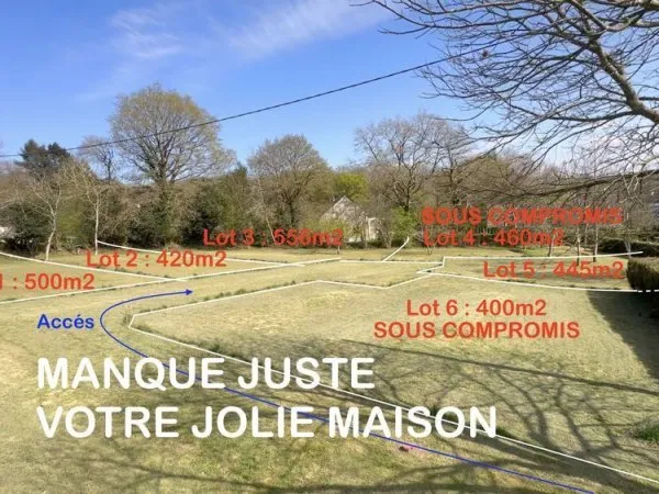 Terrains constructibles: 420 à 556m2. Pluvigner