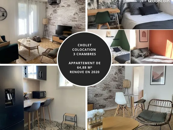 1 chambre disponible dans colocation 3 chambres