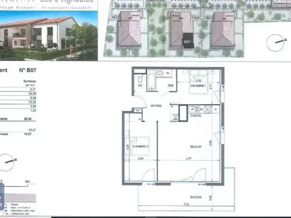 Appartement 3 pièces 59 m²