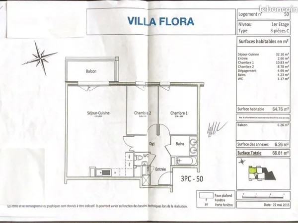 Appartement T3 de 64,76 m2
