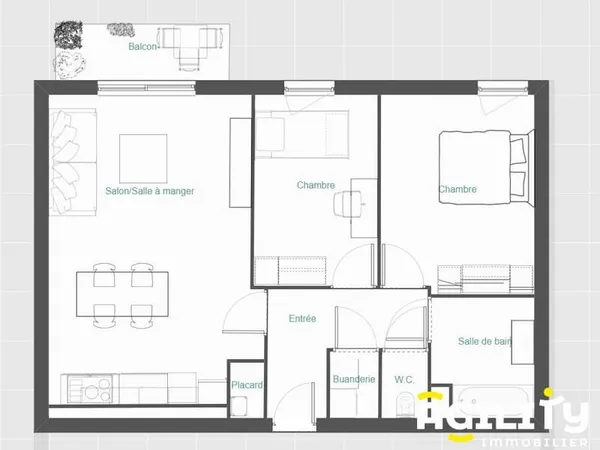 Appartement 3 pièces 60 m²