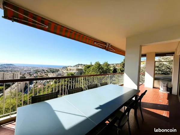Bail mobilité - Superbe 4 pièces meublé 100 m² - Terrasse vue mer panoramique - Nice Nord