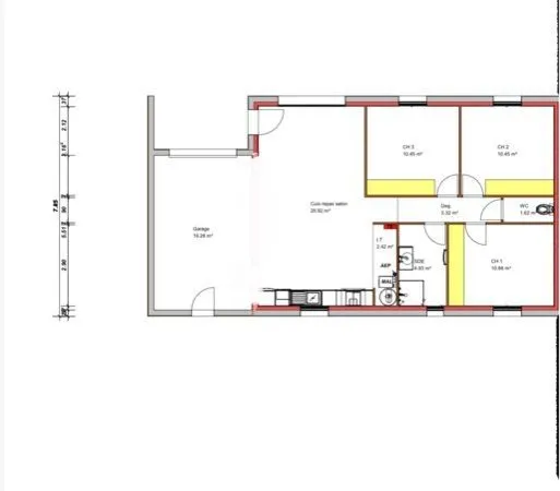 Maison mitoyenne plain-pied 94 m² hors d'eau à terminer - Sarlat