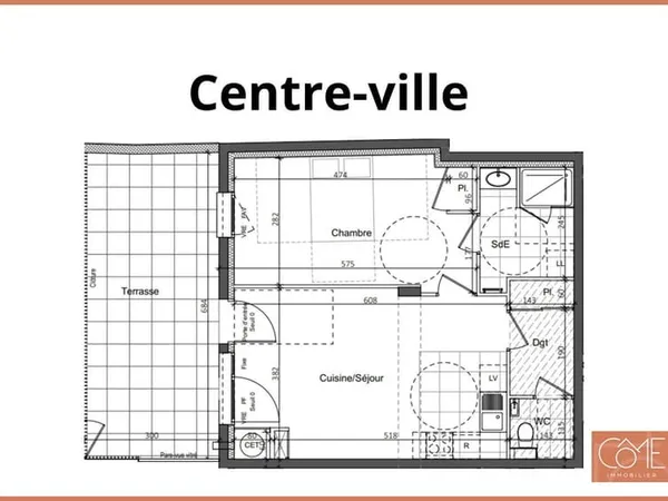 GRAND TYPE 2 48,94m² - TERRASSE DE 20m² - VUE JARDIN INTERIEUR - OUEST - CENTRE-VILLE - SAINT-GRÉGOI