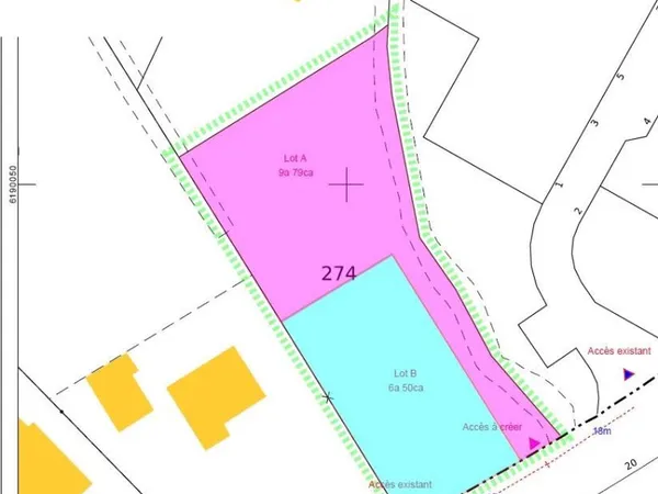 Terrain proche centre-ville d'environ 979m² non viabilisé (lot A)