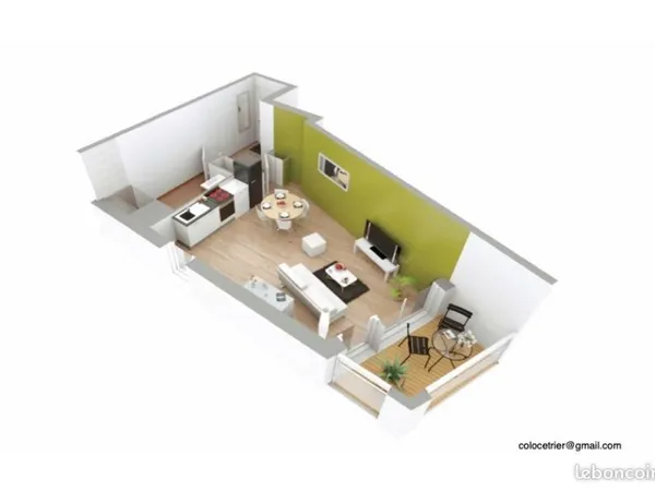 Studio 37 m² balcon parking Thouaré-sur-Loire centre - récent 2018 - 540 CC