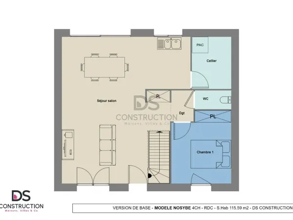 Terrain + maison 115 m²